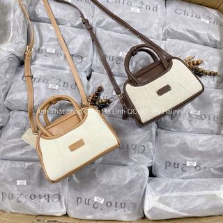 Túi Chio Dáng Hộp Quai Vòm Đeo Chéo Phối Màu Charm Chùm Hạt HS278