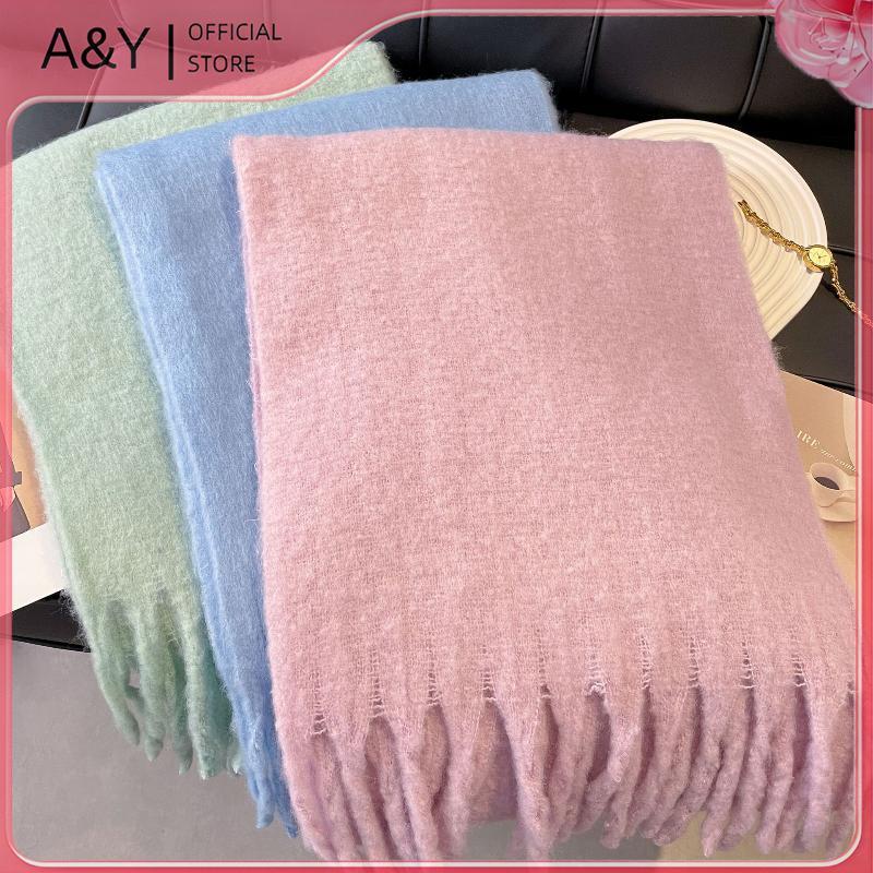 Khăn quàng cổ cashmere nữ, dày và ấm áp, phù hợp mùa đông, thiết kế cổ điển màu trơn.