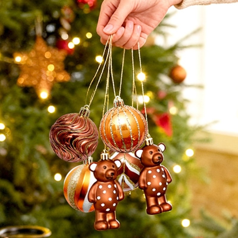SHI 46 CÁI Đồ trang trí Giáng sinh thân thiện với người dùng Bộ đồ trang trí sơn nhựa có hộp lưu trữ