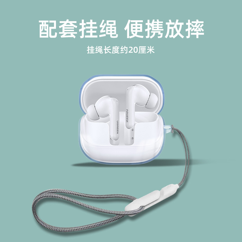 Dành Cho Ugreen EchoBuds Magic Tai Nghe Ốp Lưng TPU Trong Suốt Tai Nghe Bảo Vệ Vỏ Bảo Vệ Tai Nghe Chống Sốc Tay Mềm Có Nhẫn