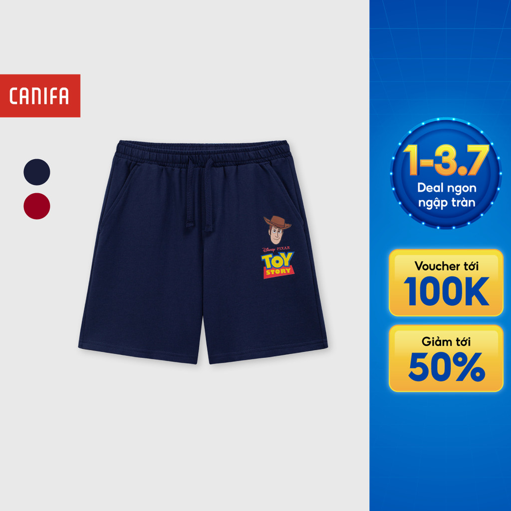 Quần short bé trai CANIFA form rộng rãi chất liệu cotton pha mềm thoáng mát in Toy Story 2BS26S002