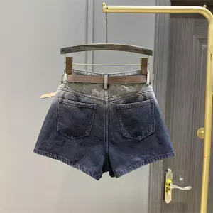 Quần short Denim chuyển màu Thiết kế mùa hè Cảm giác ống rộng cao mỏng hơn trông Hot Girl a-Line Hot