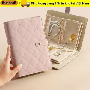 Sách lưu trữ chất kết dính vòng cổ BAMBOOB, Sách lưu trữ trang sức túi nhung, Da PU sang trọng trong suốt có dây kéo Túi lưu trữ trang sức