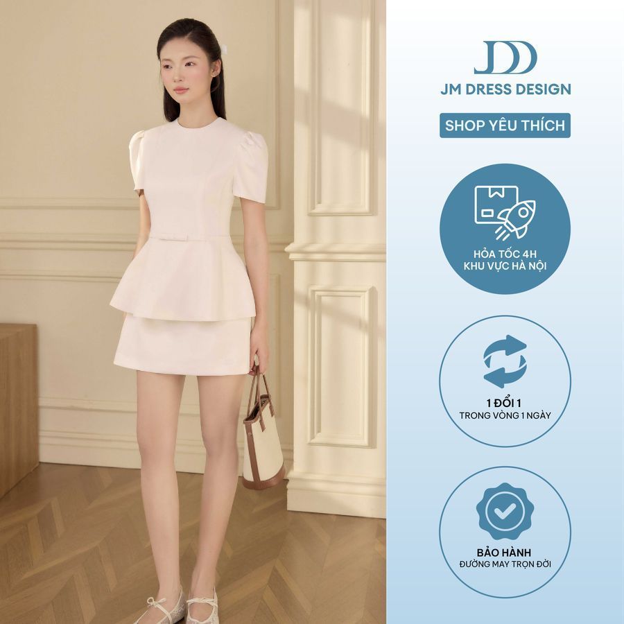 Set Áo Thu Đông Cổ Tròn Chân Đổ 2T02.2601, Chân Váy Thu Đông Dáng A Ngắn 4S01.2601, Set Đồ Modern Lady Cồ Điển By JM