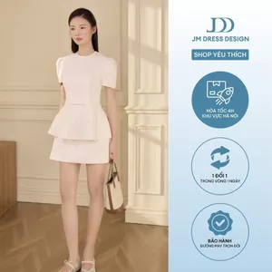 Set Áo Thu Đông Cổ Tròn Chân Đổ 2T02.2601, Chân Váy Thu Đông Dáng A Ngắn 4S01.2601, Set Đồ Modern Lady Cồ Điển By JM