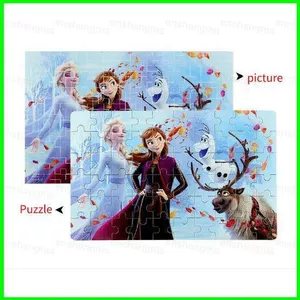 PS1 60 Chiếc Trẻ Em Bằng Gỗ Xếp Hình Frozen II Elsa Anna Chị Em Ghép Hình Có Hộp Sắt Đồ Chơi Giáo Dục Trẻ Em birthd