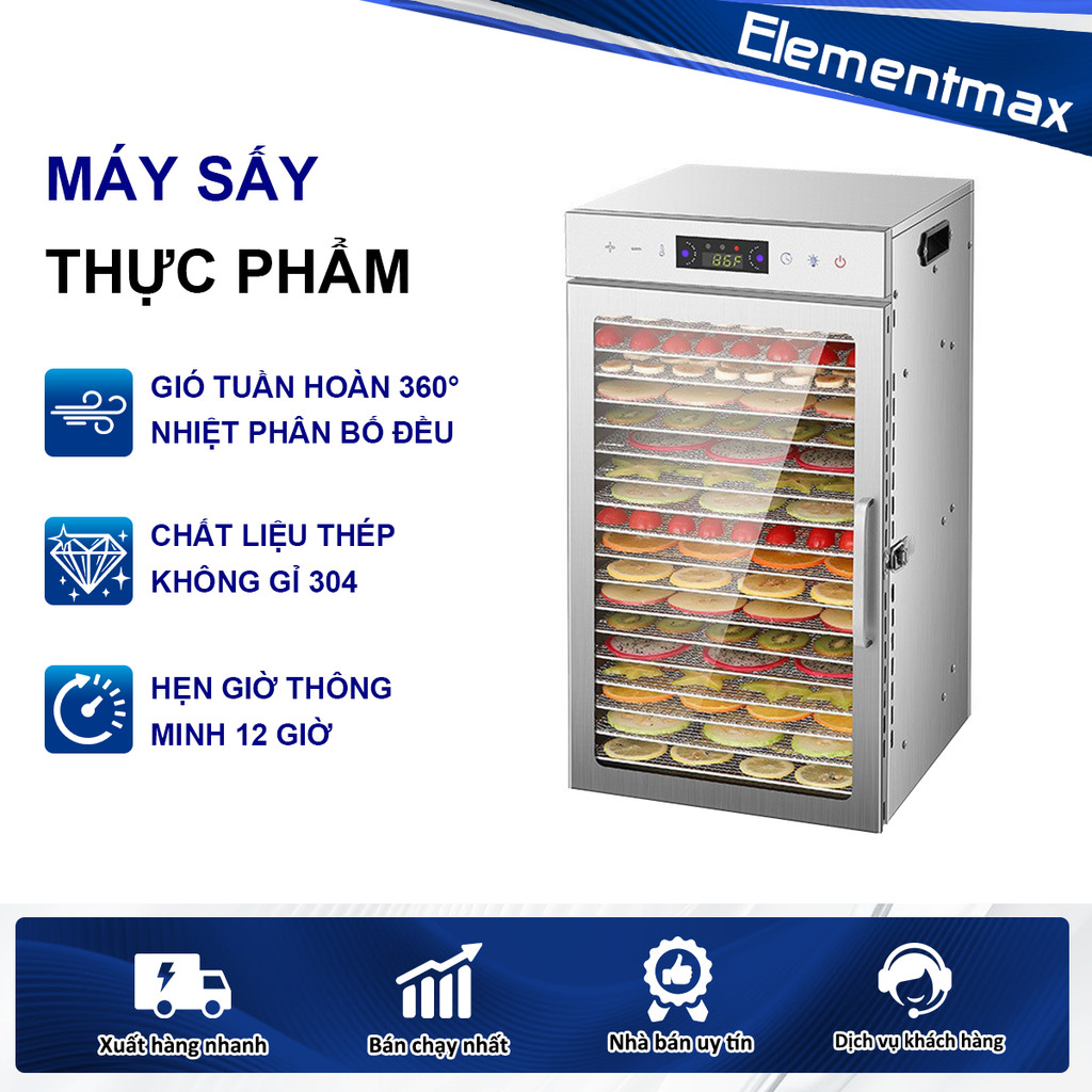 Máy Sấy Thực Phẩm 6/8/12 khay Có thể sấy trái cây, thịt khô và rau củ, giữ nguyên dinh dưỡng, kéo dài thời gian bảo quản