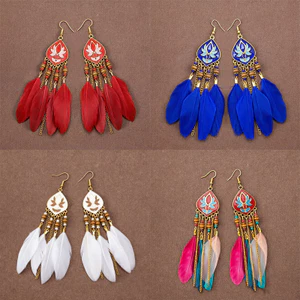Bông Tai Lông Vũ Bohemian Phong Cách Dân Tộc Du Lịch Thời Trang Hàng Ngày Phù Hợp Với Bông Tai Tua Rua Dài Nữ