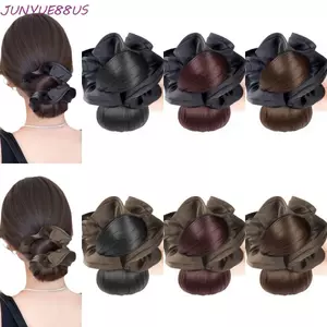 JUNYUE88US Hoa Bun Head Tóc Giả, Scrunchie Thanh Lịch Giả Miếng Tóc Giả, Thời Trang Móng Vuốt Kẹp Tóc Lông Tơ Đầu Bóng Tóc Giả Sử Dụng Hàng Ngày
