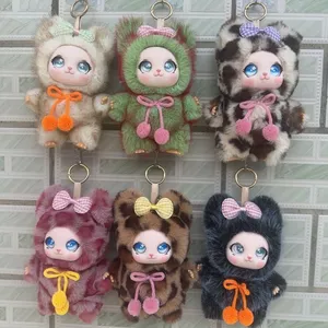 Hàng sẵn có Đồ chơi búp bê sang trọng siêu dễ thương Búp bê trẻ em Dệt kim tay DIY Quà tặng sáng tạo In da báo Mặt dây chuyền tinh tế Phụ kiện túi búp bê sang trọng dễ thương