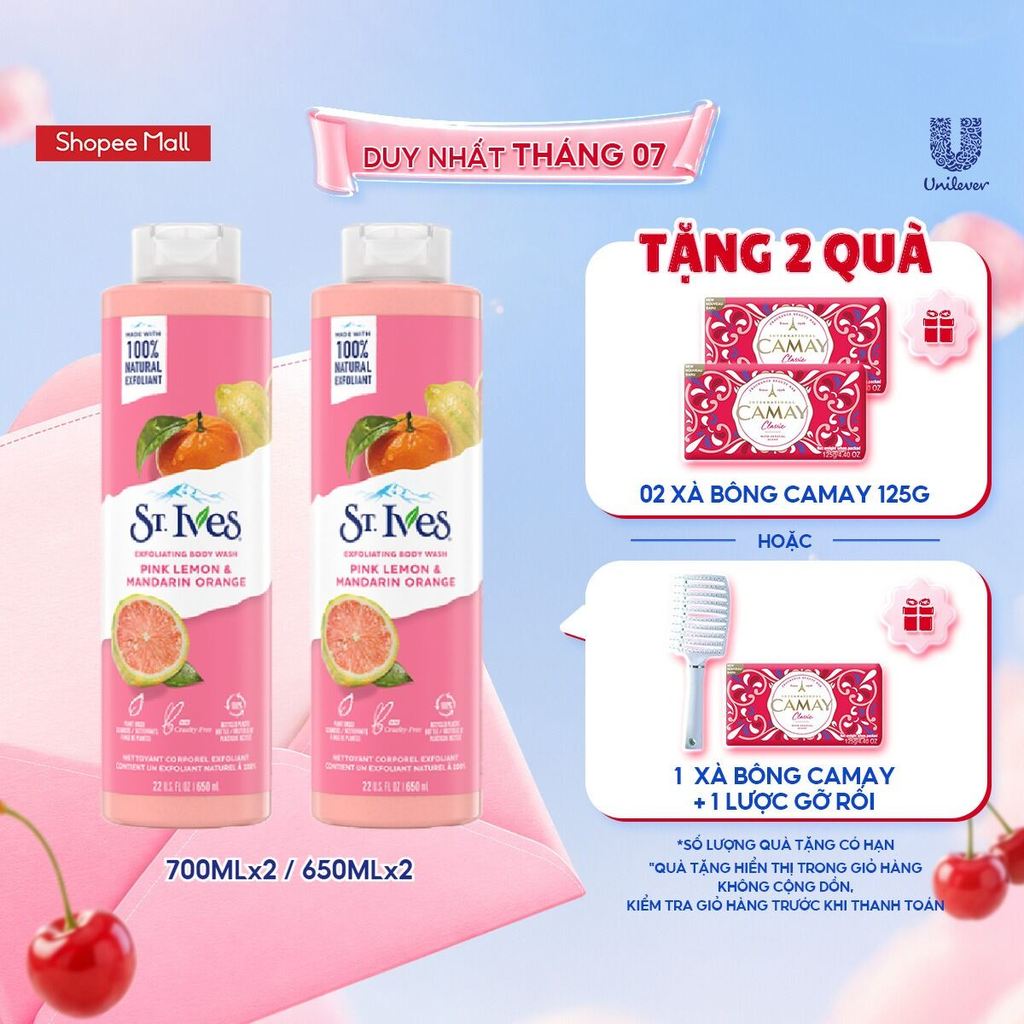 Bộ 2 chai Sữa tắm dưỡng da St.ives Cam Chanh 650ml hoặc 700ml