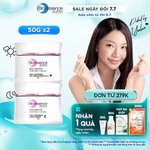 Combo dưỡng da sáng mịn Bio-Essence Bio-White Kem dưỡng ngày và đêm (50gr x2)