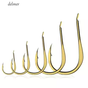 DELMER 20 Cái / gói Móc câu cá vàng, Móc thép gai đơn, Phụ kiện câu cá đâm thủng Thép Carbon cao sắc bén Móc cá vàng mặn / Câu cá biển
