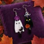 WEETW Bông Tai Acrylic Halloween, Sáng Tạo Bí Ngô Thiết Kế Dơi Ma Mèo Mặt Dây Chuyền Trang Sức, Thời Trang Đen Trắng Vintage Nhẹ Bất Đối Xứng Thả Bông Tai Sinh Nhật