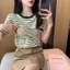Đi Chơi t Phụ Nữ Mang Thai Confinement Mẹ Áo Sơ Mi Điều Dưỡng Quần Áo Cay Top Sọc Tay Ngắn Sau Sinh Cơ Sở