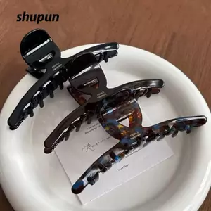 Móng vuốt tóc SHUPUN, Kẹp tóc axit axetic chống trượt dòng Hàn Quốc, Chất liệu axit axetic thanh lịch thời trang Phụ kiện tóc kẹp cá mập lớn tối giản