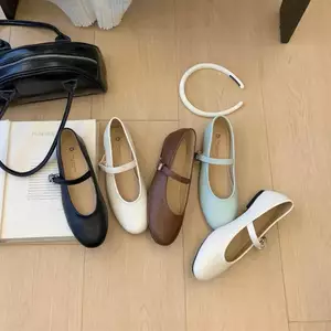TT Dây Đeo Bằng Mary Jane Giày Da Thật Giày Đế Bằng Nữ Giày Phù Hợp Với Giày Đế Mềm