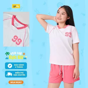 Bộ đồ bé gái YODY cổ tim quần short vải mềm mại thoáng mát 95% cotton ICST26S002