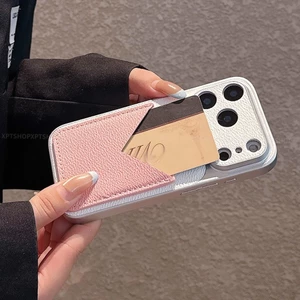 Túi đựng thẻ chữ V nhiều màu Vỏ điện thoại da cho iPhone 17 Pro Max 16 15 14 13 Vỏ bảo vệ chống sốc