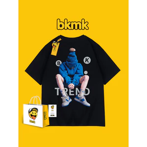 BKMK Tide In Áo Thun Nam Mùa Hè Tay Ngắn Thiếu Niên Rời Cặp Đôi 100% Cotton Cao Cấp Đa Năng Trên Quần Áo 0704