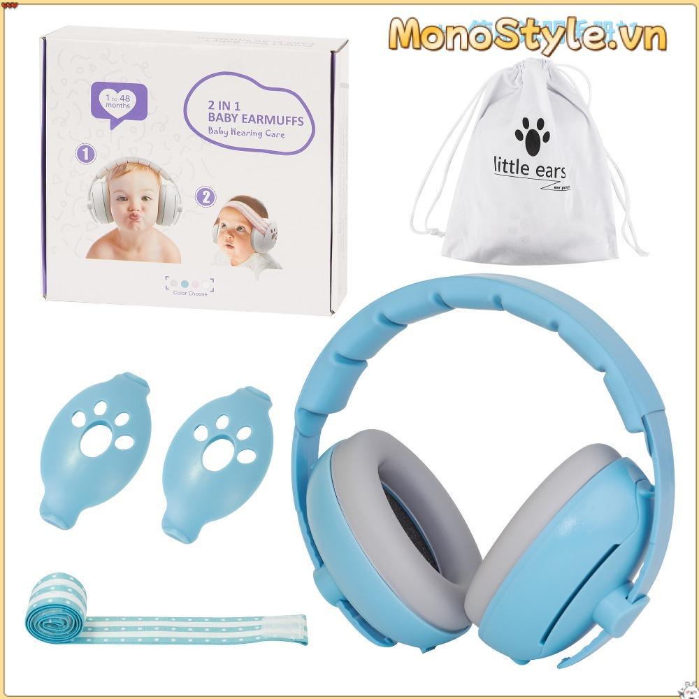 MONOSTYLE tai nghe khử tiếng ồn cho bé, thiết kế chuyển đổi, bảo vệ tai khi ngủ, giảm tiếng 2 trong 1, nút bịt tai có thể điều chỉnh