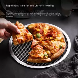 Ziyulinyuk 8-13Inch Có Thể Tái Sử Dụng Không Sti Pizza Màn Hình Chảo Liền Mạch Hợp Kim Nhôm Lưới Máy Nướng Dụng Cụ Nhà Bếp Bánh Pancake Tròn Pizza Bánh Ngọt Khay VN