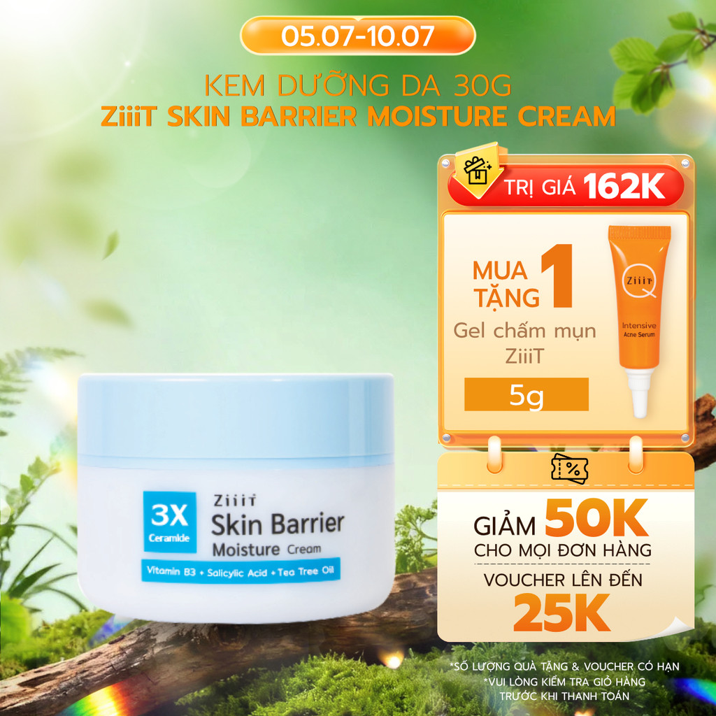 Kem Dưỡng Ẩm Kiềm Dầu Ngừa Mụn Chiết Xuất Tràm Trà Cho Da Dầu Nhạy Cảm 30g ZiiiT