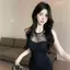 Mùa hè Pure Desire Hot Girl Ren Đen Dây Cổ Sling Dress Tube Top Túi eo hẹp Mông Váy không tay Niche gợi cảm đẹp cho nữ