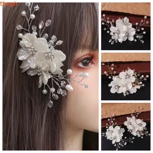 THEGIRL8B Mũ Đội Đầu Cô Dâu, Hoa Thanh Lịch Cô Dâu Mũ, Tinh Tế Trắng Handmade Sang Trọng Cưới Kẹp Tóc Trang Sức Tóc