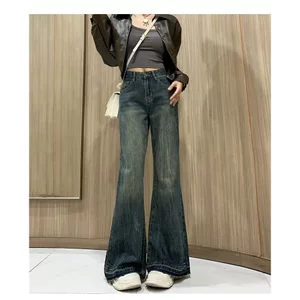 Quần Jean Cao Cấp loe Mỹ Retro Rửa Quần Denim Nữ Đau Khổ
