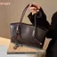 HFSHY Vintage Nâu Đậm Giả Da Túi Tote Dung Tích Lớn Tennis Raet Charm Chống Trầy Xước Cho Sử Dụng Lâu Dài VN
