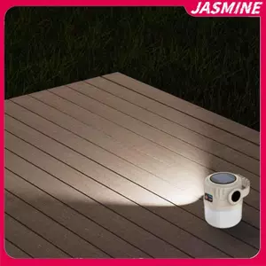 JASMINE Độ bền dài Đèn cắm trại chạy bằng năng lượng mặt trời Hỗ trợ sạc Type-c Đèn lều di động ngoài trời Đèn khẩn cấp Móc đèn JASMINE