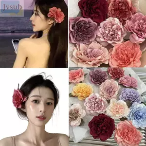 Kẹp tóc hoa nhân tạo JVSUB, Phụ kiện tóc Barrettes Kẹp tóc hoa mẫu đơn lớn, Kẹp tóc bên hoa Bohemia dễ thương dành cho nữ