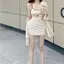 Váy dài tay in chữ đường phố phong cách Mỹ mùa hè Slim eo hẹp @ -