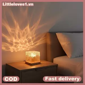 Littleloves1 1 Đèn xoay nước gợn sóng khí quyển Hình vuông Đèn bàn LED năng động có bầu không khí lãng mạn cho quán cà phê VN