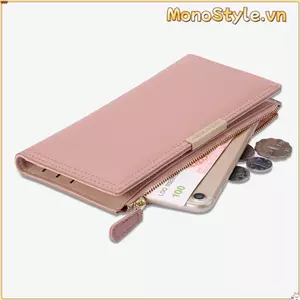 Ví dài nữ MONOSTYLE, Ví đựng thẻ nhiều ngăn đựng thẻ phong cách Hàn Quốc, Hộp đựng thẻ di động bằng da PU Túi đựng tiền xu nữ Maiden