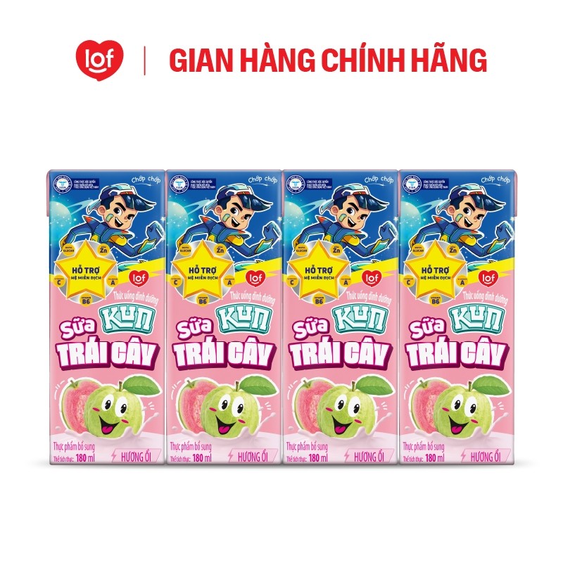 Sữa trái cây Kun vị ổi thùng 48 hộp x 180ml