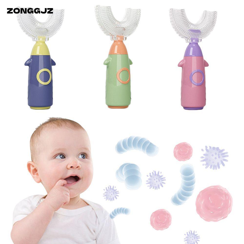 Bàn chải đánh răng hình chữ U ZONGGJZ 1-12 tuổi Silicone mềm dành cho trẻ em Dụng cụ làm sạch