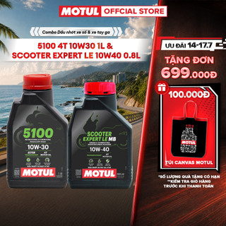 Combo Dầu nhớt xe máy Motul 5100 4T 10W30 1L và xe tay ga SCOOTER EXPERT LE 10W40 0.8L