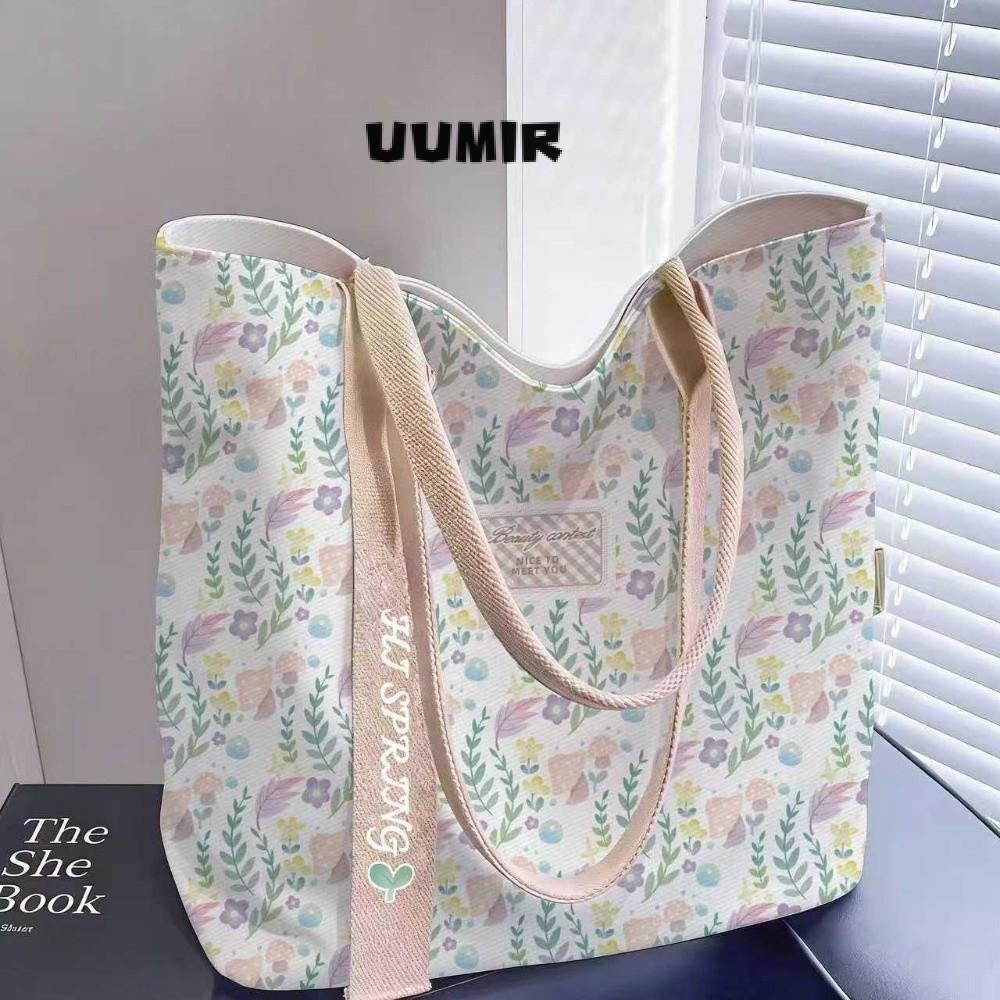 UUMIR Túi Tote vải UUMIR, Túi đeo vai hoa có thể tái sử dụng, Túi xách đi lại nhẹ dung tích lớn thời trang đi lại hàng ngày