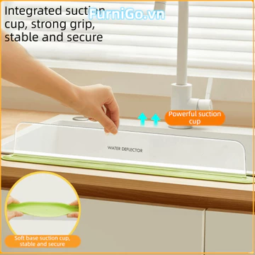 Tấm chắn bùn bồn rửa FURNIGO, Đồ dùng nhà bếp Tấm vách ngăn nước chống dầu, Silicone chất lượng cao có cốc hút Bể bơi Dụng cụ nhà bếp
