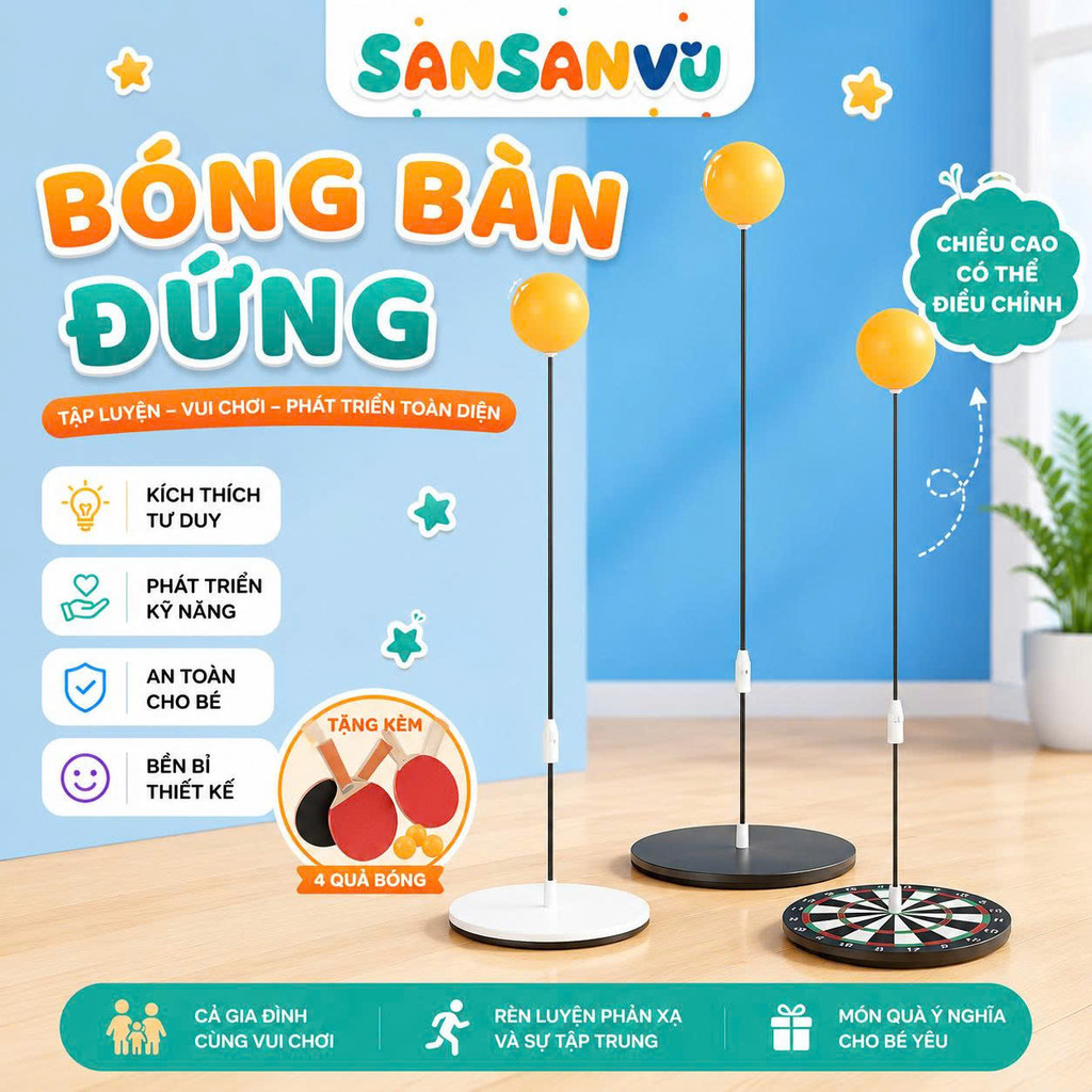Đồ chơi đánh bóng bàn đứng giúp phát triển khả năng phản xạ cho bé