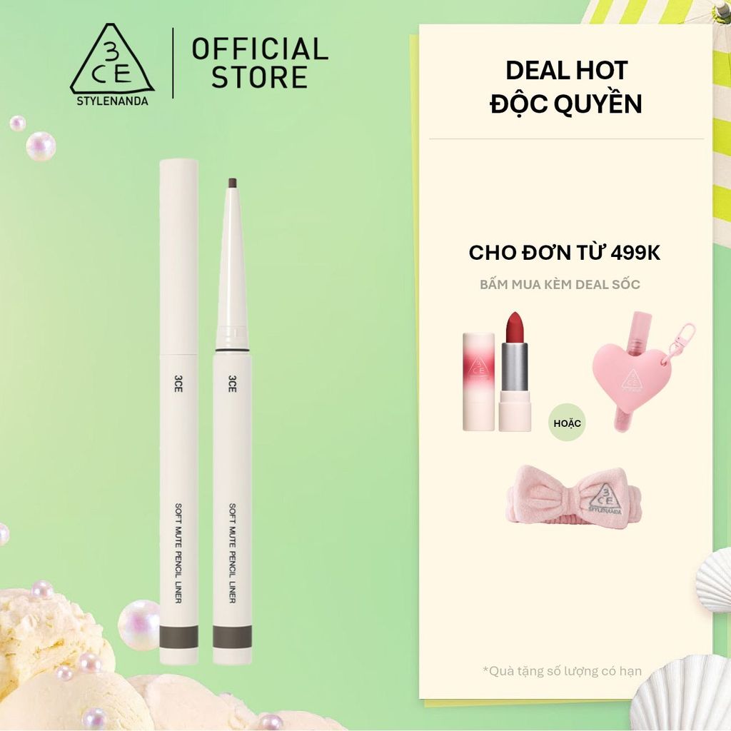 Bút chì kẻ mắt 3CE mềm mại Soft Mute Pencil Liner