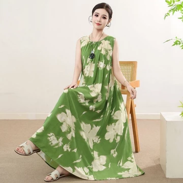 Đảo Đẹp Bên Biển Đầm Ôm Hơn Nhìn Không Tay Áo Vest Đầm Kỳ Nghỉ Phong Cách Size Lớn Cotton Lụa Đầm