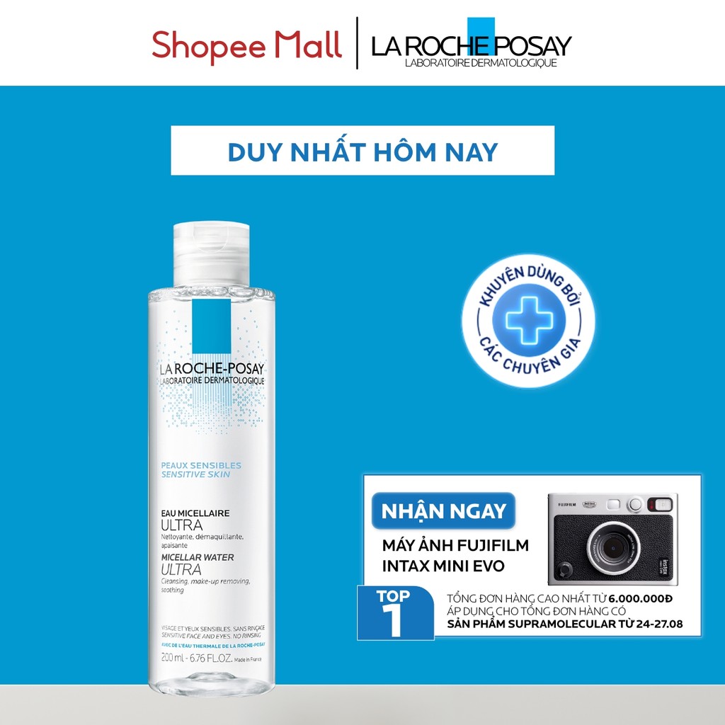 Nước làm sạch và tẩy trang cho da nhạy cảm La Roche-Posay Micellar Water Ultra Sensitive Skin 200ml