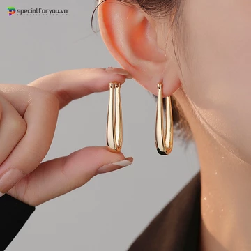 Bông tai hình chữ U màu bạc vàng dành cho nữ - Ánh sáng chống mài mòn không gây dị ứng sang trọng