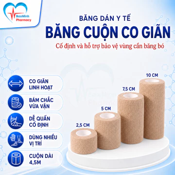 Hoả Tốc Băng Thun Y Tế Tự Dính, Băng Cuộn Vết Thương Không Cần Ghim, Băng Gạc Sơ Cứu Chấn Thương