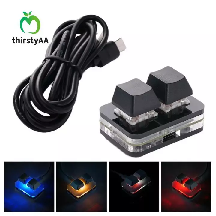 THIRSTYAA Copy Paste Bàn Phím, Mini Acrylic Tùy Chỉnh Mini 2 Phím Bàn Phím, Phụ Kiện Bàn Phím Bàn Phím Phím Cơ Giao Diện Type-c 2 Phím Bàn Phím Mini Văn Phòng