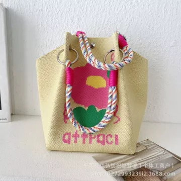 K Túi Dệt Kim Túi Tote Túi Dệt Tinh Tế Túi Ly Hợp Túi Tote Dung Tích Lớn Di Động Túi Xô Túi Hoạt Hình Dễ Thương 9.13