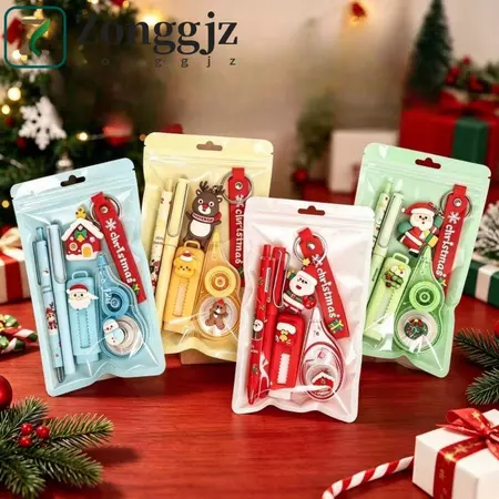 Zonggjz ZONGGJZ 5 Cái / bộ Quà tặng văn phòng phẩm học tập, Bộ tẩy bút Highlighter Bộ văn phòng phẩm Giáng sinh, Bộ dụng cụ học sinh Bút chì Băng chỉnh sửa bền Bộ văn phòng phẩm văn phòng phẩm Đồ dùng
